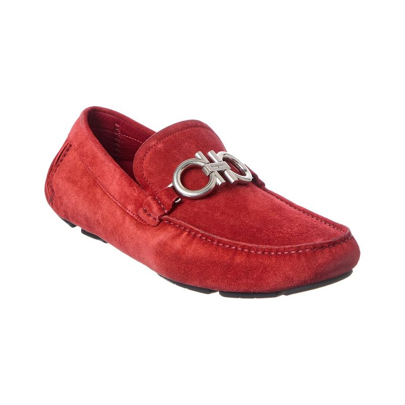 Ferragamo Switch Evolo Suede Driver Loafer, Red